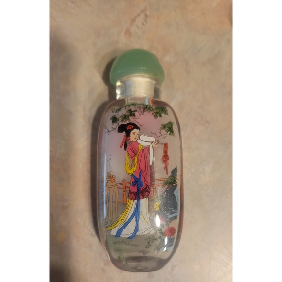 Set of Four Glass Chinese Reverse Painted Snuff / Perfume Bottles. - Picture 5 of 11